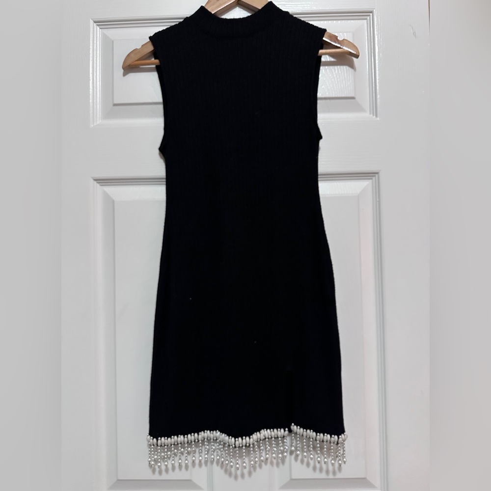 Zara Black Mini Dress with Fringe Accent - Picture 6 of 6